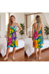 Hand Painted Rayon Halter Mini Dress